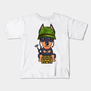 Cute German shepherd is a soldier Kids T-Shirt